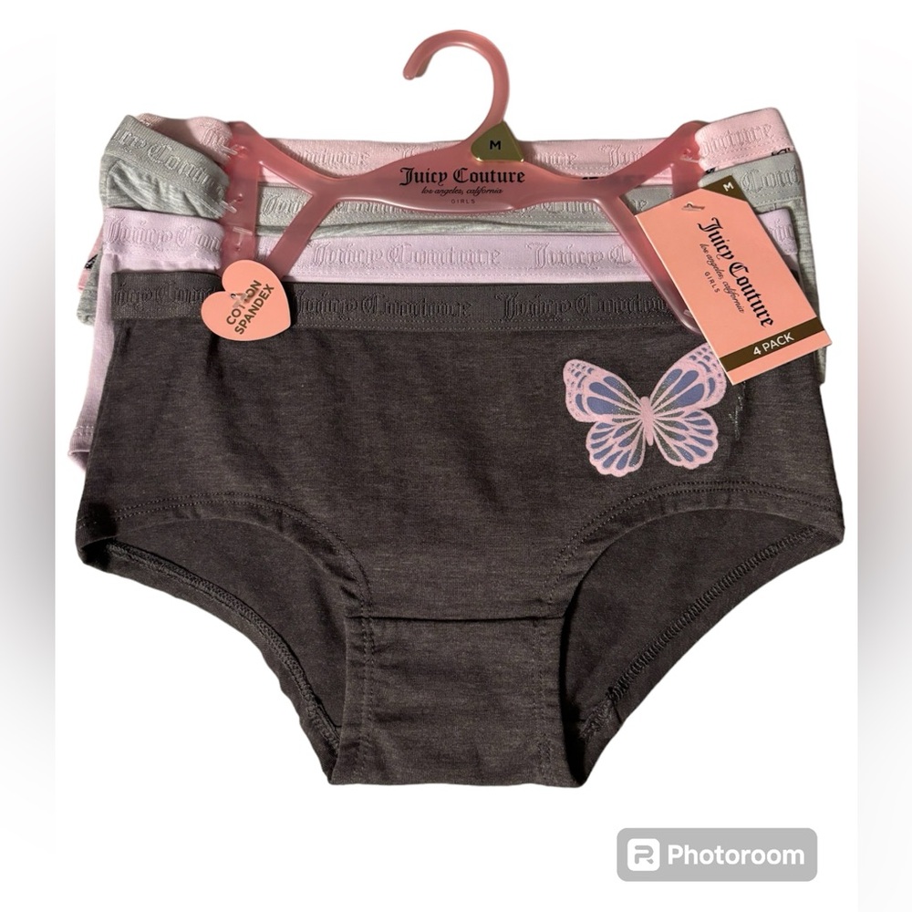 NWT•Juicy Couture Butterfly Girls 4pk panties sz M